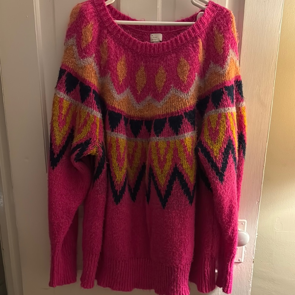 Vibrant Pink Patterned Sweater